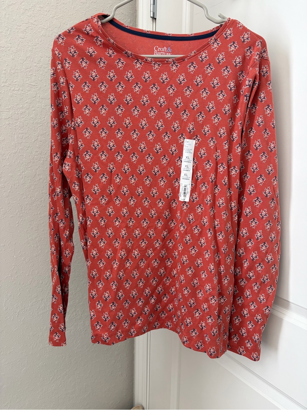 Croft & Barrow Coral Floral Long Sleeve Top